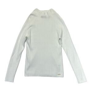 Tahari Mock Neck Sweater white ribbed knit women’s Size Large